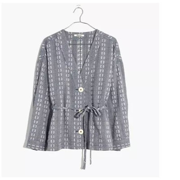 Madewell Jackets & Blazers - Madewell Blue Floral Jacquard Kimono Jacket Sz XL